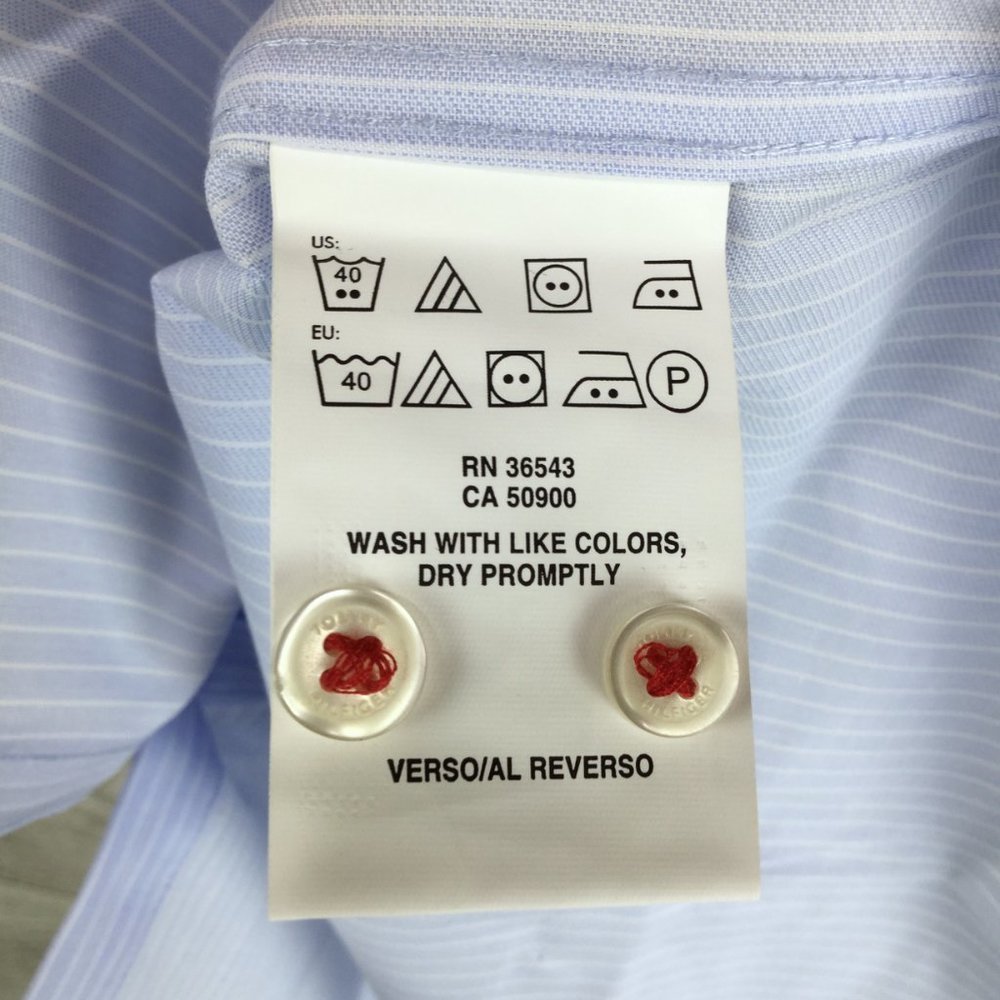 Tommy Hilfiger Non-iron Blue Stripe Dress Shirt - Picture 4 of 5